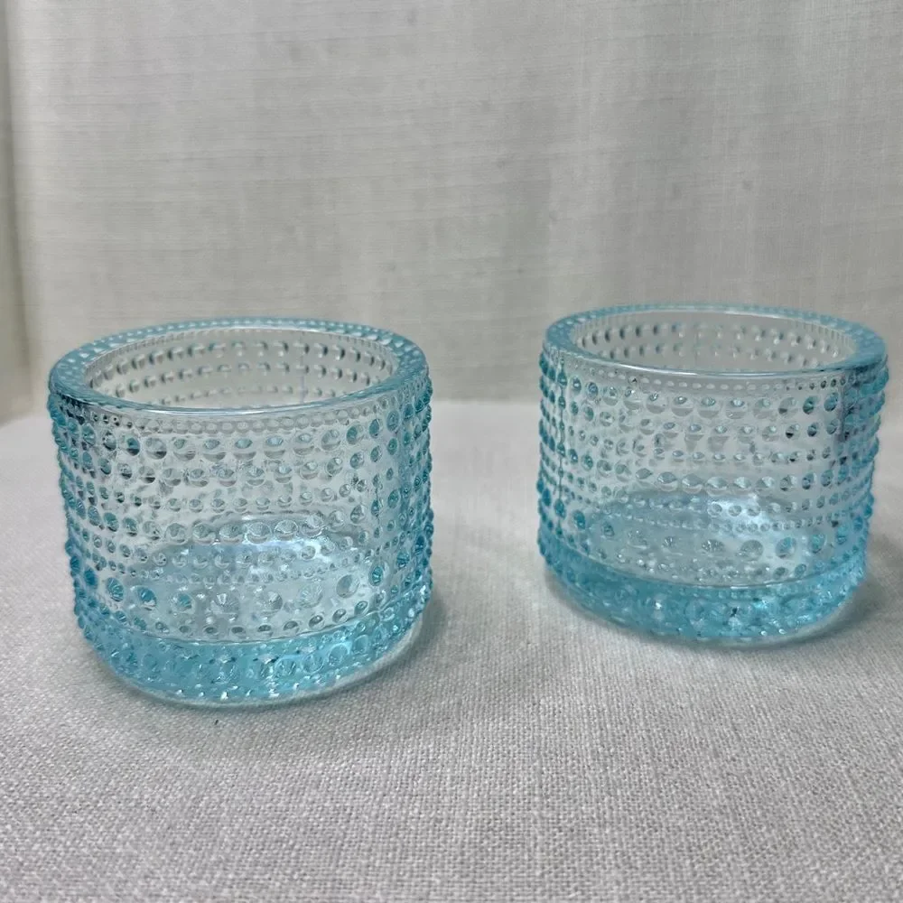 Iittala Kastehelmi Dewdrop Tealight Glass Candle Holders Light Blue